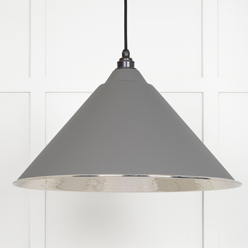 Grey/Light Hammered Nickel Hockley Pendant In Bluff