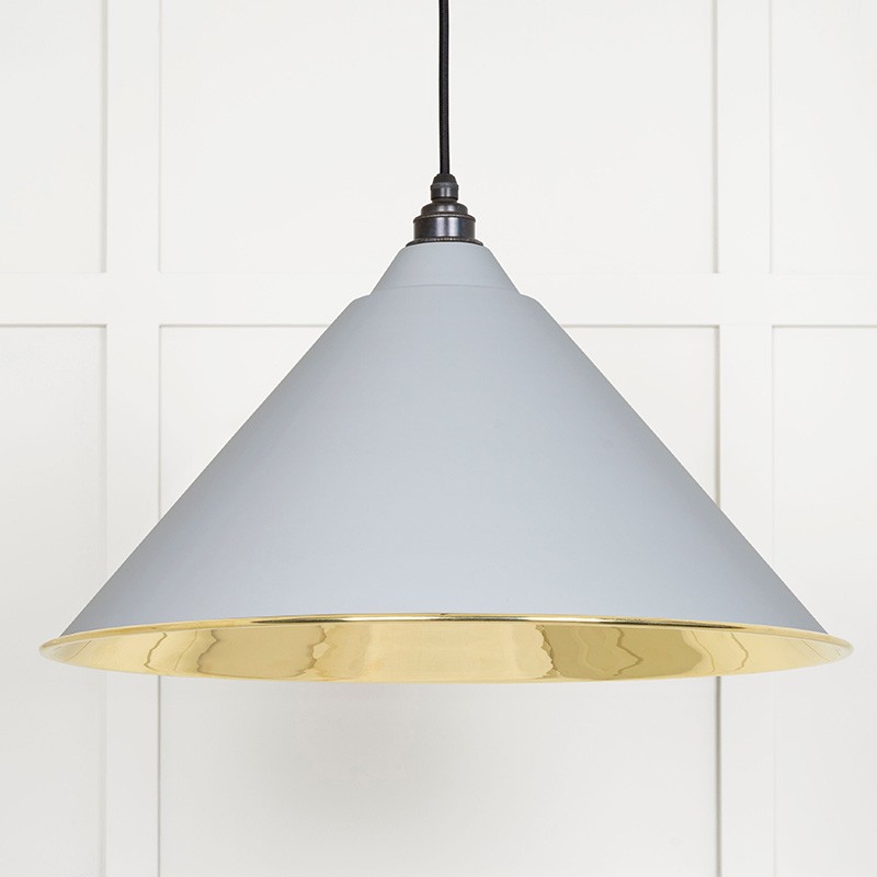 Grey/Light Smooth Brass Hockley Pendant In Birch