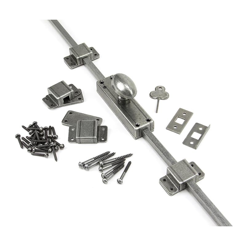 Blacksmith Pewter Patina Cremone Bolt - Locking