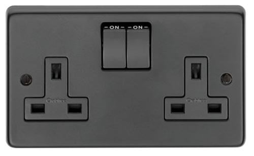 Matt Black Double Socket