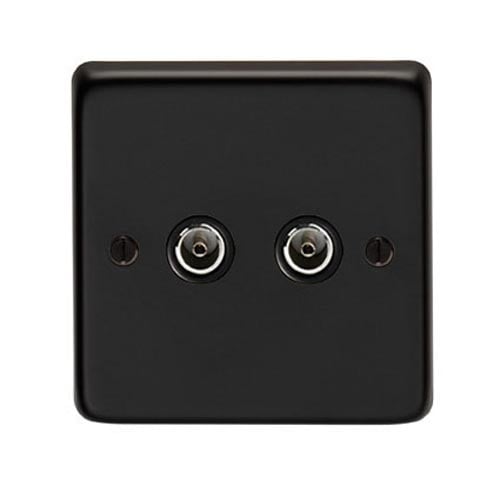 Matt Black Double TV Socket