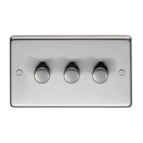 Satin Stainless Steel Triple Dimmer Switch - 400w