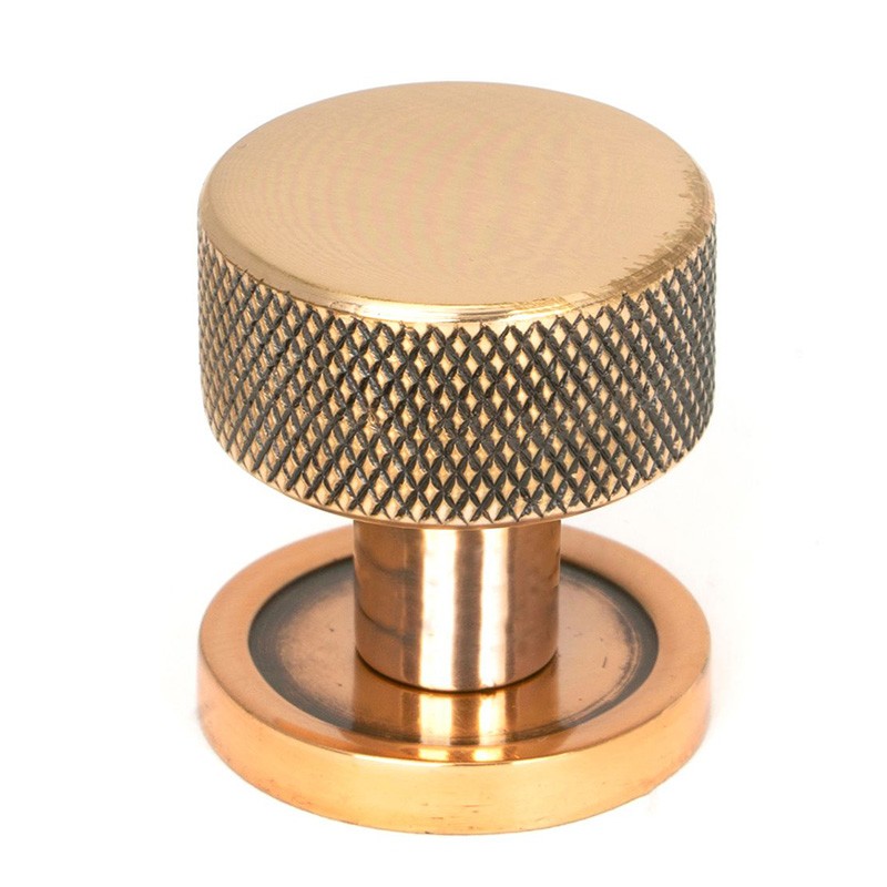 Bronze Polished Brompton Cabinet Knob On Round Rose