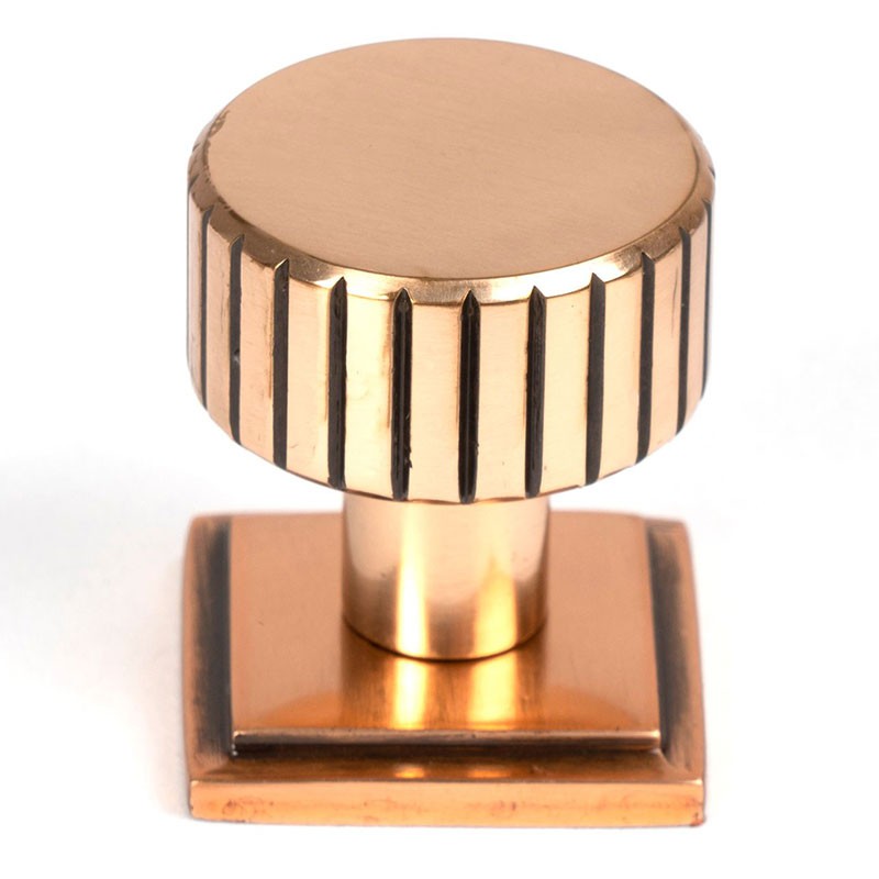Bronze Polished Judd Cabinet Knob On Square Rose