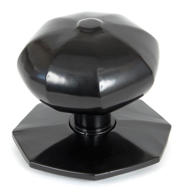 Black Traditional Smith Octagonal Centre Door Knob - External