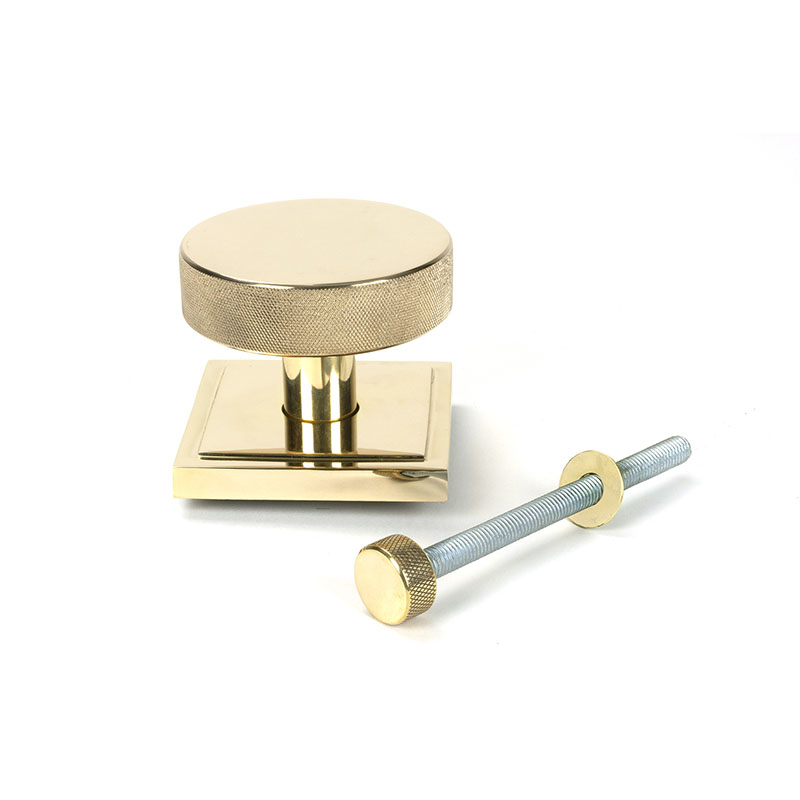 Polished Brass Brompton Centre Door Knob (Square) Brass Centre Door