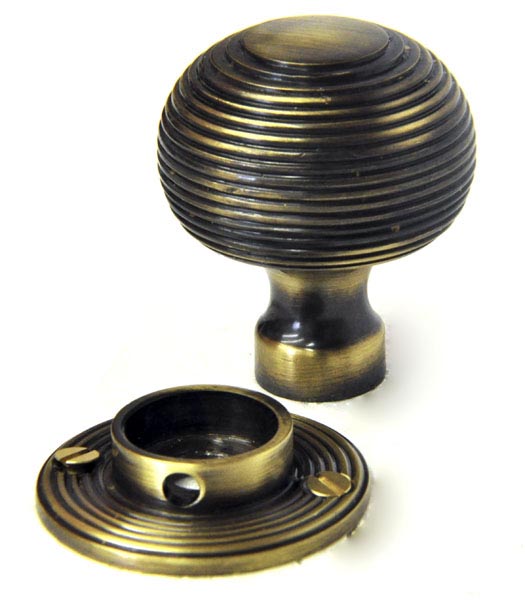 Antique Brass Reeded Door Knobs Brass Door Knobs Door Furniture Brass Finishes Cast In Style