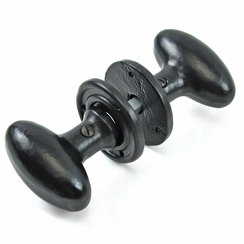 Oval Black Door Knob Set