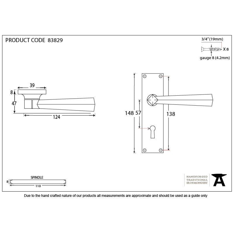 From The Anvil Polished Brass Straight Lever Door Handle 83829 lock