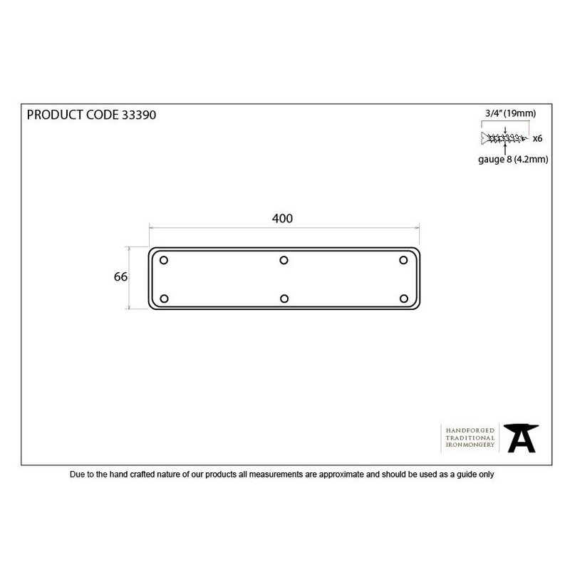 From The Anvil Blacksmith Pewter Patina Finger Plate 33390