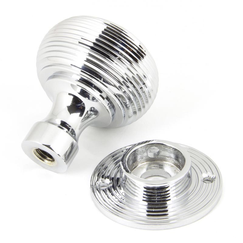 From The Anvil Reeded Polished Chrome Beehive Door Knobs 90273