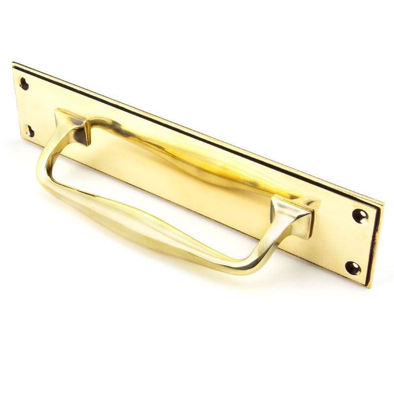 From The Anvil Period Art Deco Pull Handle on Backplate Aged Brass