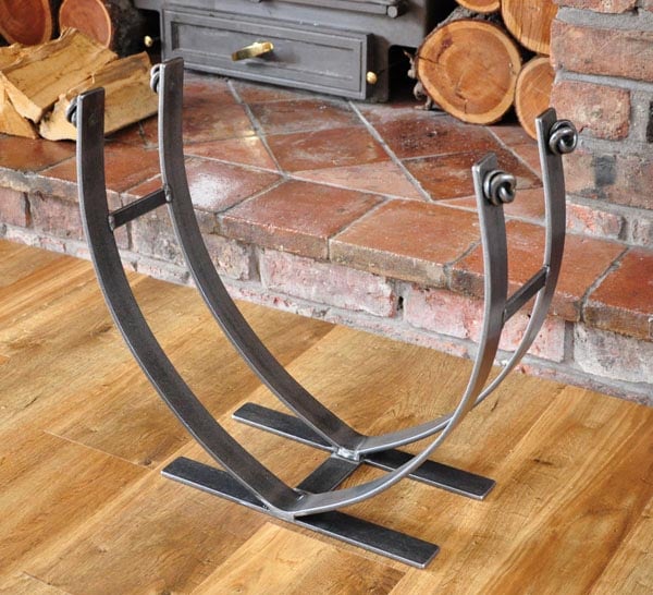 wrought iron log basket hand made blacksmith log basket Belltrees