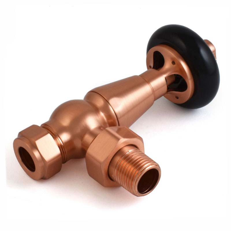 Faringdon Thermostatic Radiator Valve Brushed Copper Angled TRV