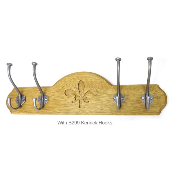 Coat Hook Board 4 hooks Oak wood