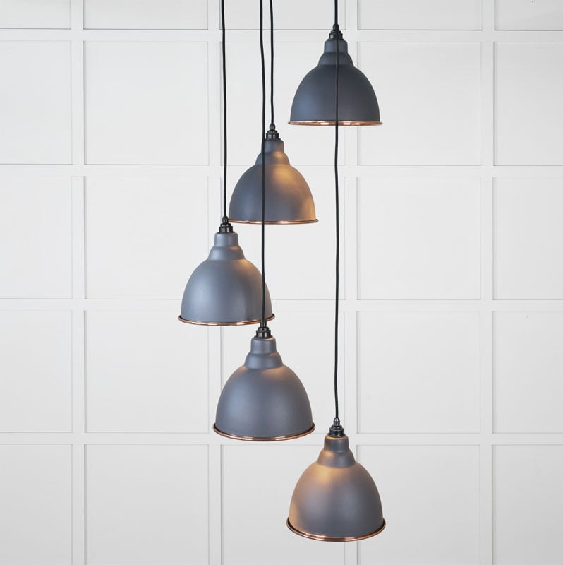 Hammered Copper Brindley Cluster Pendant Light in Slate