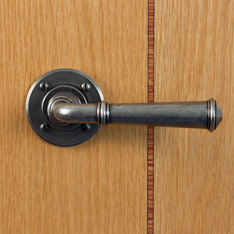 From The Anvil Blacksmith Pewter Patina Regency Lever Door Handle on